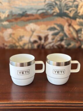 Yeti Rambler 6 OZ Stackable Mugs Espresso Cup DURASIP CERAMIC LINING White Set 2
